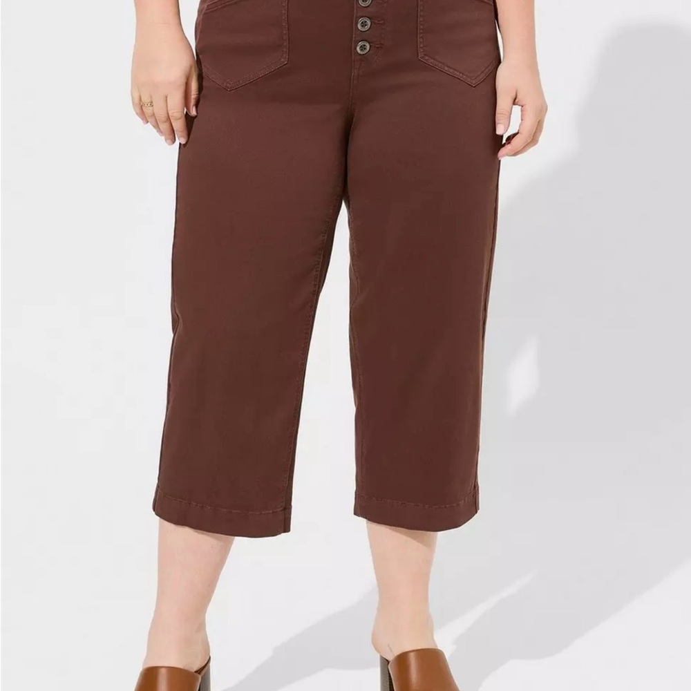 Torrid BrownHigh-Waisted  Cropped Wide-Leg Pants, size 12